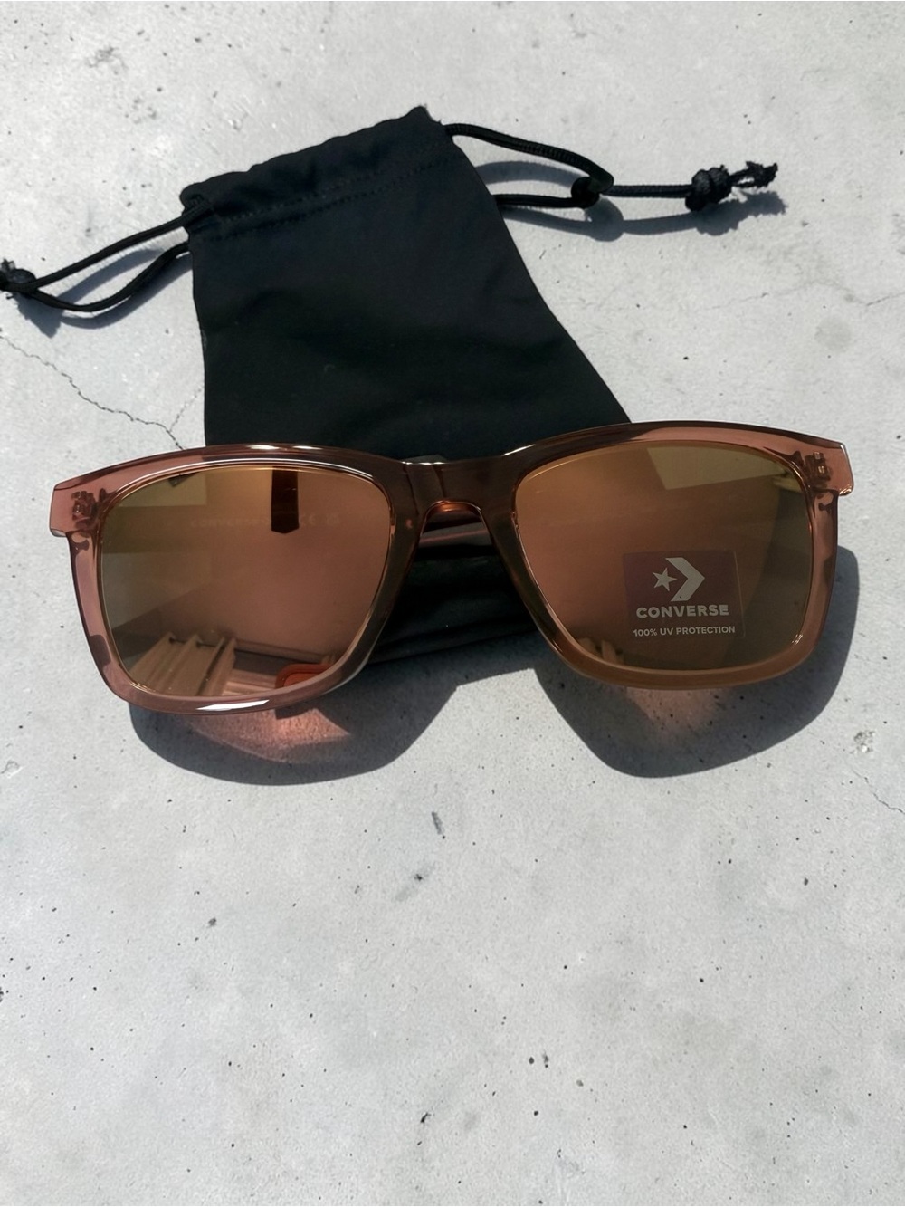 NEW Converse Advance CV542S Sunglasses Brown Transparent Rose Gold Mirror
